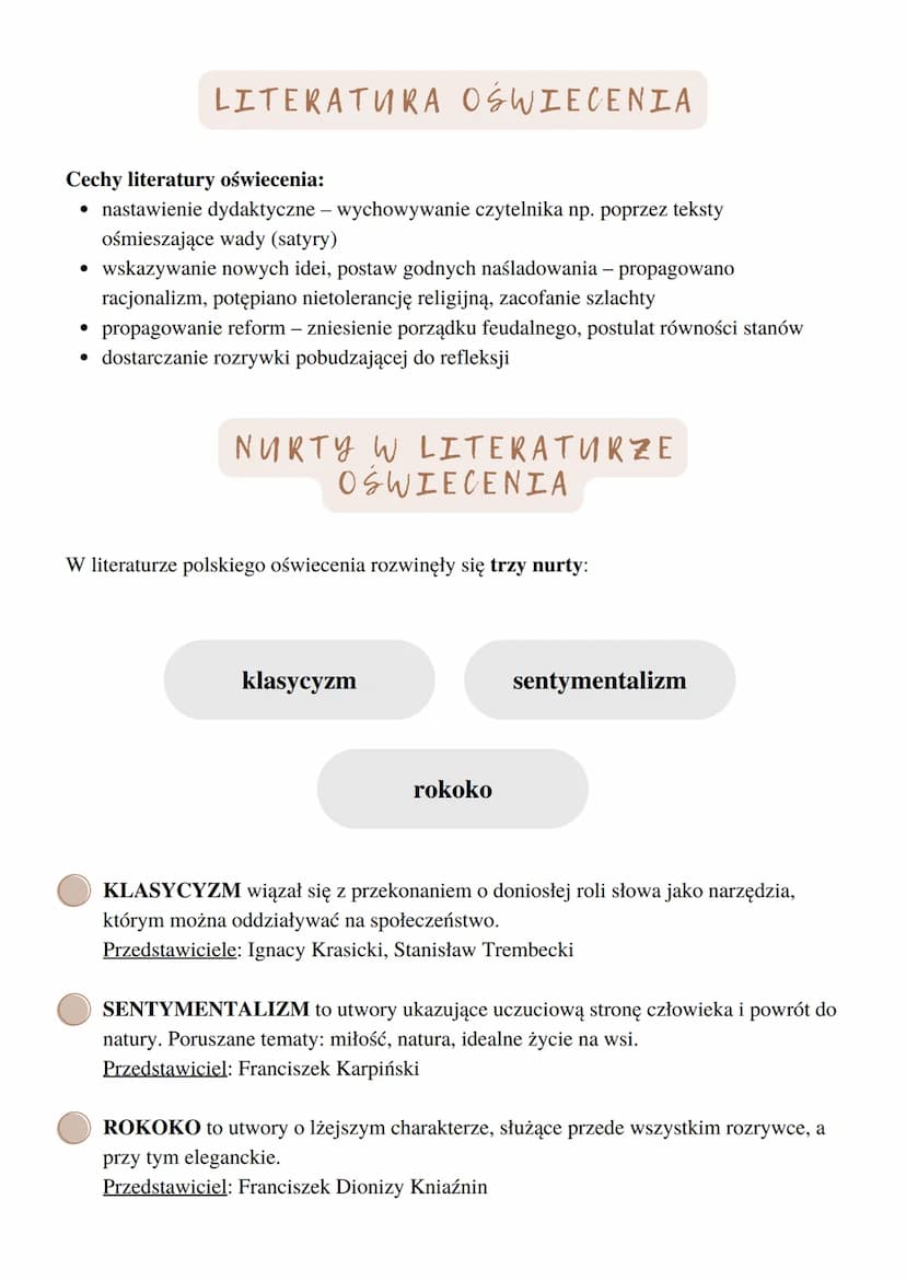1740 - 1822
OŚWIECENIE
NAZWA EPOKI
Oświecenie to nazwa epoki, którą przyjęto w całej XVIII-wiecznej Europie na określenie
czasów dominacji n