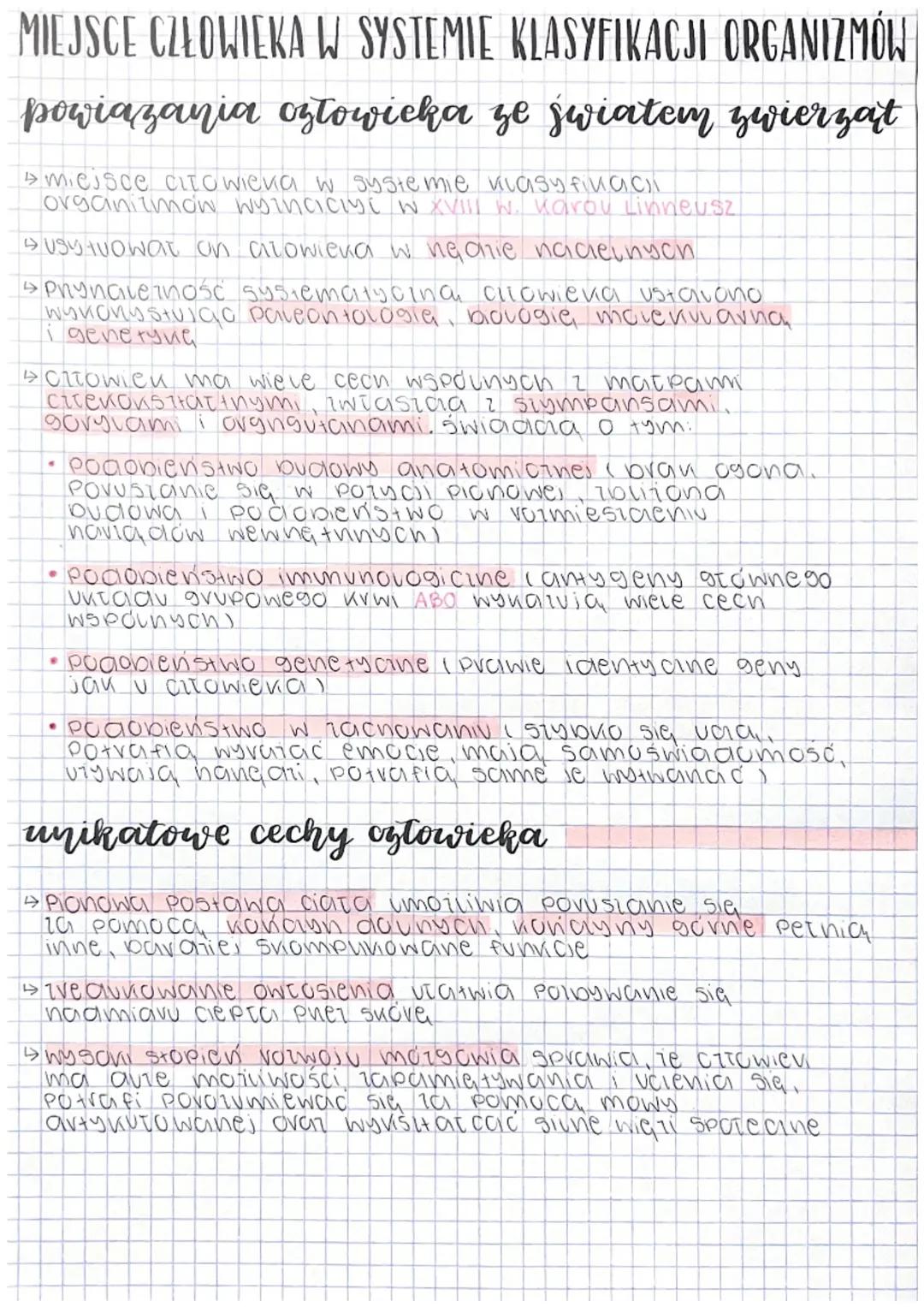 Miejsce człowieka w systemie klasyfikacji organizmów 