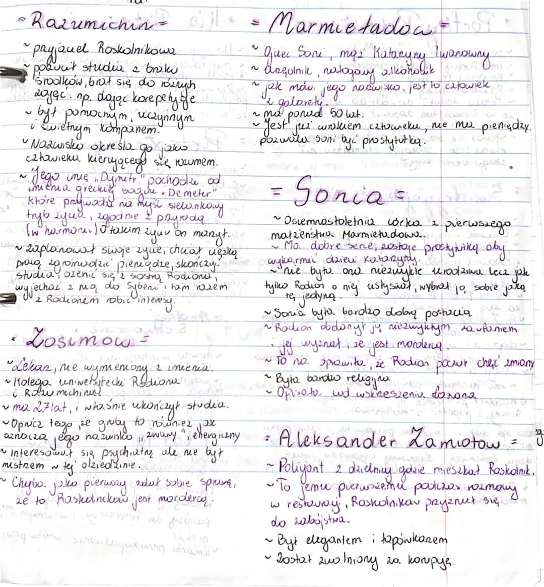 • Razumichin sill = Marmie ładow of
-
=
Quec Soni, mąż Katuryny twanowny
alkoholik
походому
jego
payjouel
Roskolnikowa
pobucit
studia 2 brak