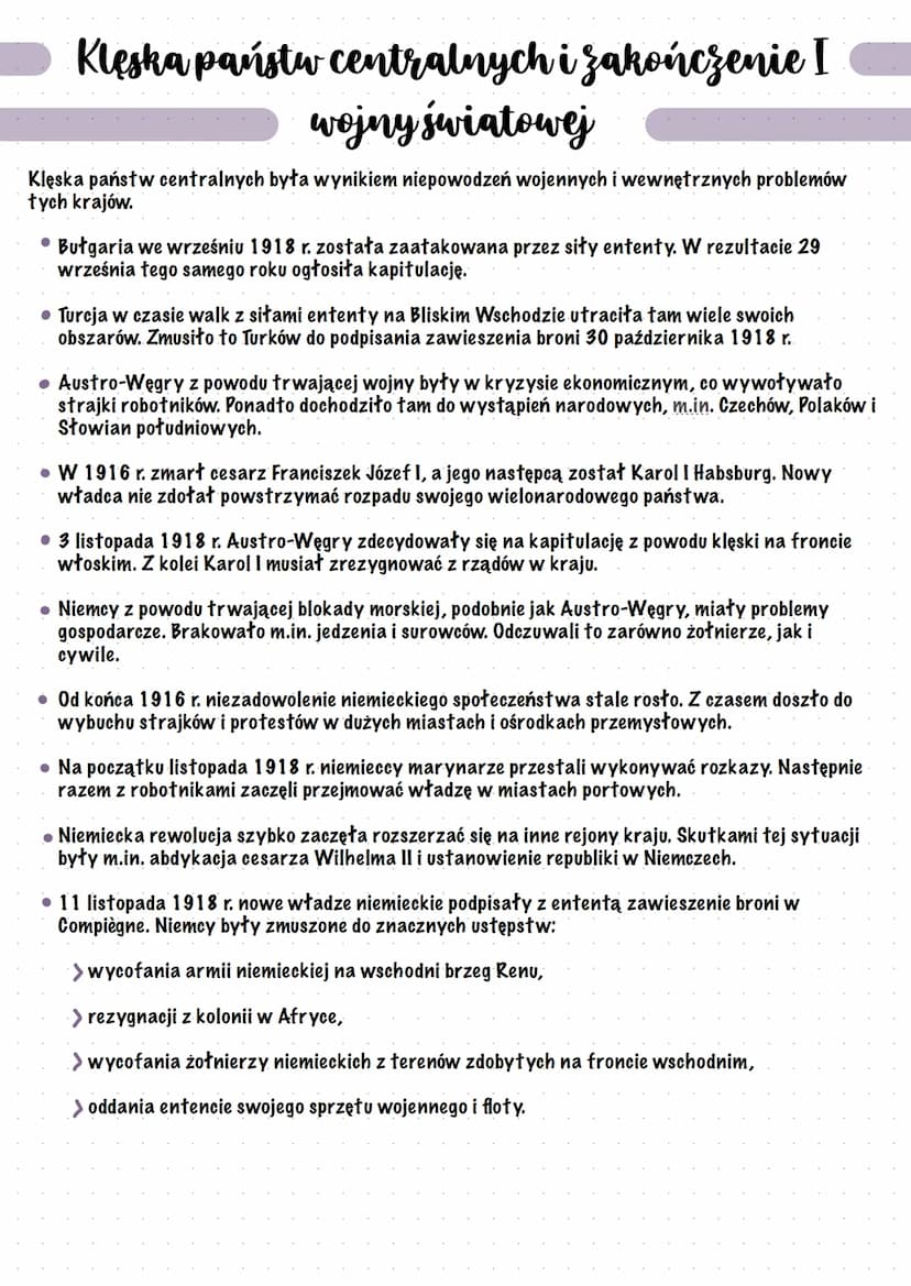 Zakończenie i skutki
I wojny światowej
Sytuacja militarna państw centralnych
Sytuacja militarna państw centralnych podczas I wojny światowej