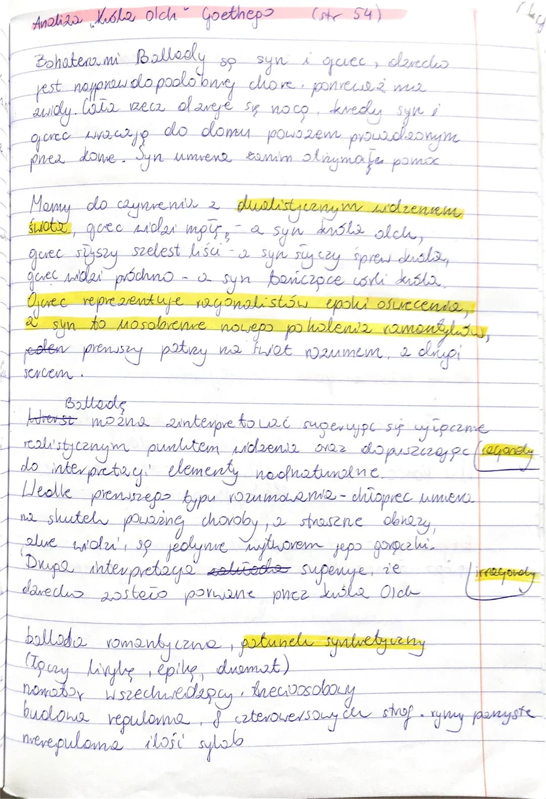 (str 54)
Analiza Króla olch Goetheps
Bohaterami Ballady so syn
so syn i quec, czrectes
jest nappnew do podlobining chore, poniewes me
swidy.