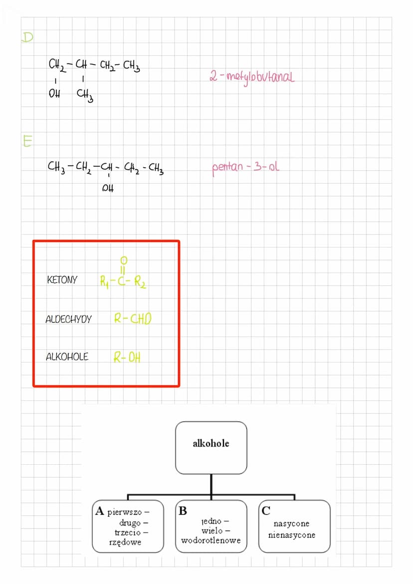 ALKOHOLE, ALDEHYDY, KETONY
CH₂-OH
CH₂-OH
I
CH₂-OH
gliceryna
+ 3 HNO3
CH3-CH, CH -CH-CH3
1
1
PH DH
CH3-CH2-CH2-CH2-CH2
20
IZOMERY ZWIĄZKU C6H