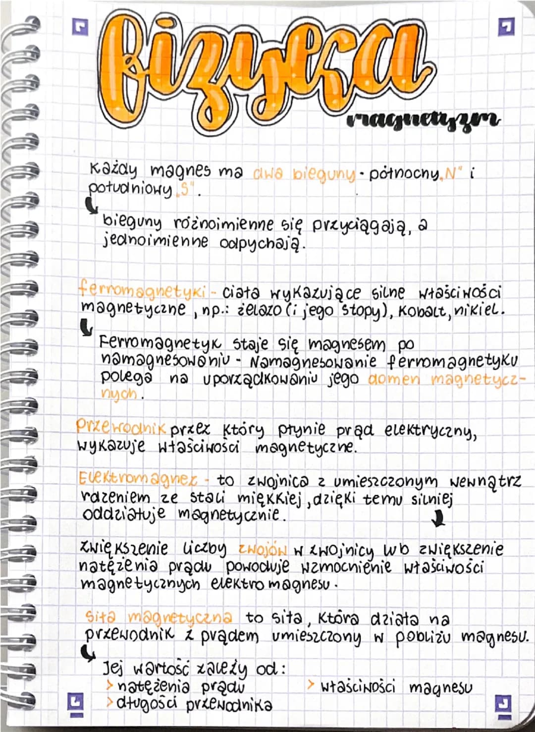 --- OCR Start ---
fizyka
vragnetyzm
Każdy magnes ma dwa bieguny - północny N i
potudniowy S.
bieguny różnoimienne się przyciągają, a
jednoim