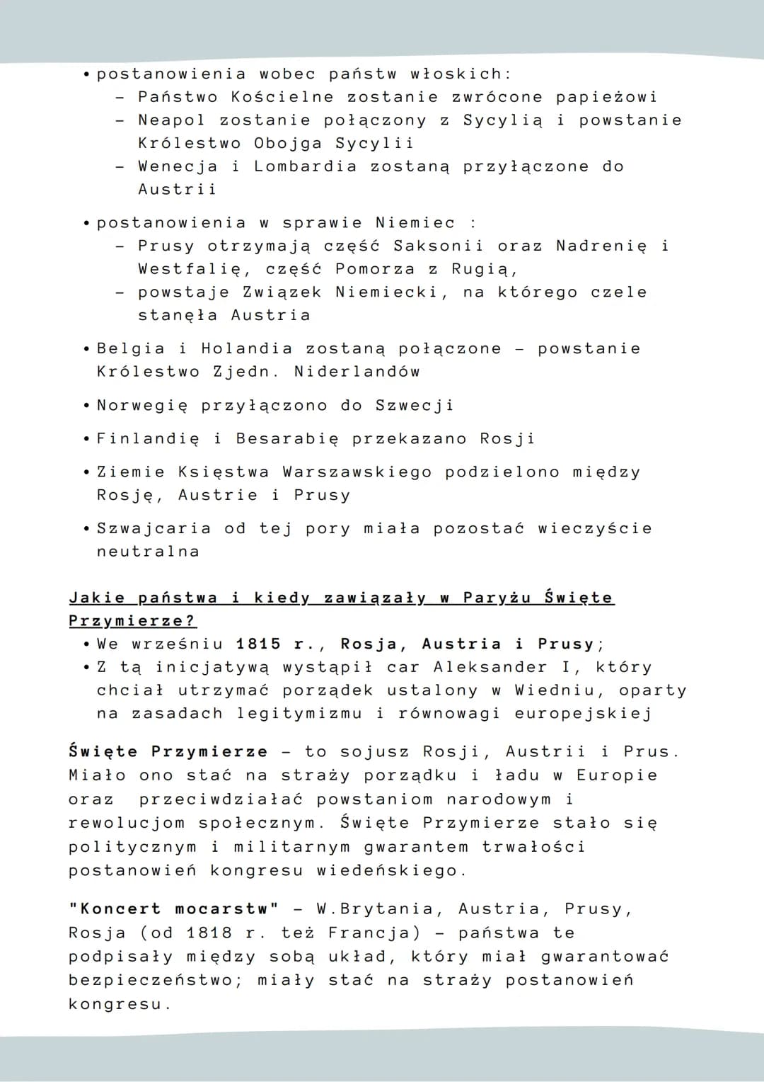 DATY:
02.10.1814 otwarcie kongresu wiedeńskiego
01.03.1815 początek "stu dni Napoleona"
09.06.1815 zakończenie kongresu wiedeńskiego
18.06.1