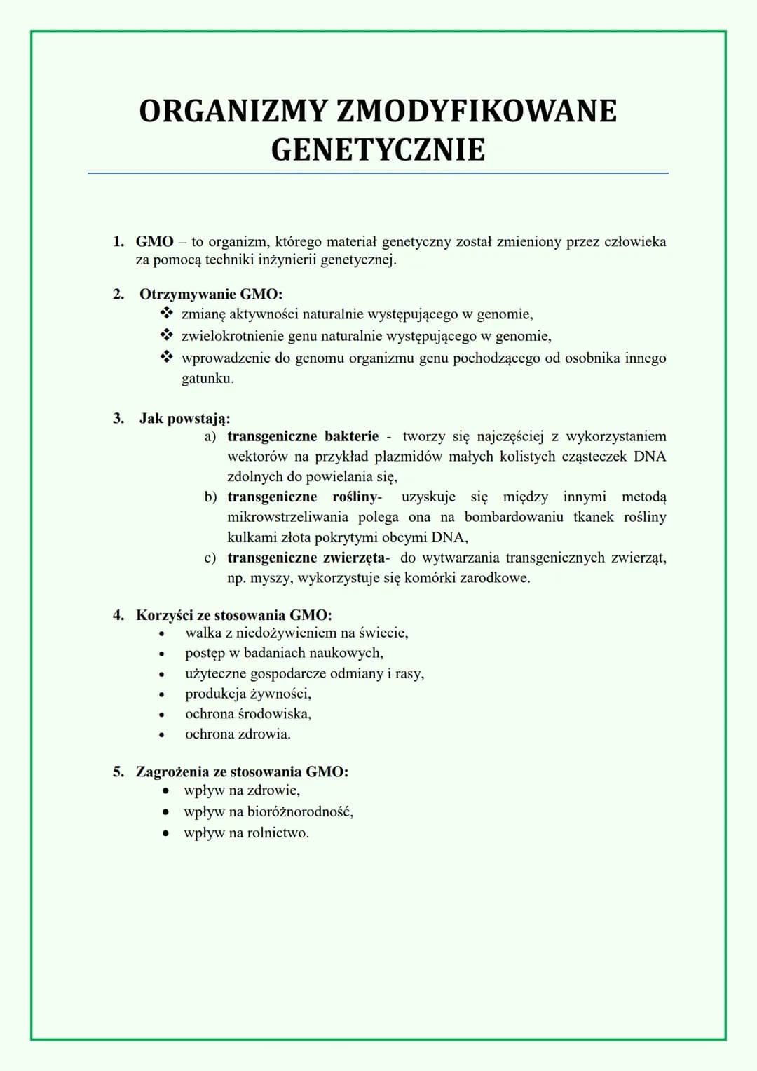 ORGANIZMY ZMODYFIKOWANE GENETYCZNIE