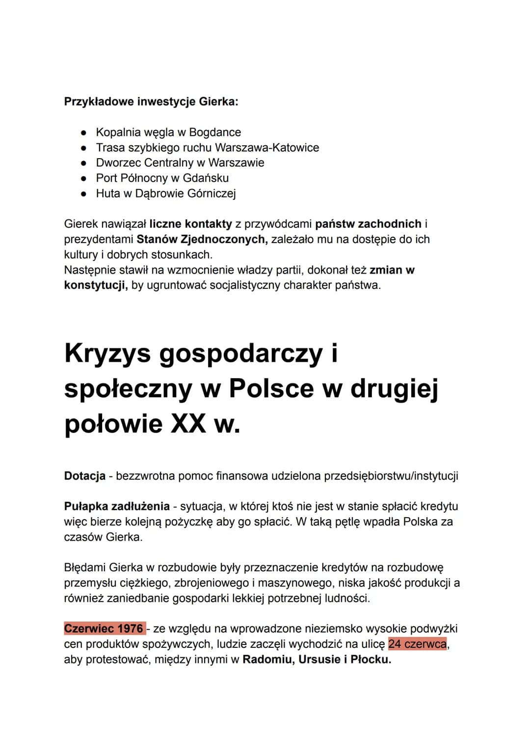 Polska Rzeczpospolita Ludowa
w czasach Edwarda Gierka
(1971-1976)
Grudzień 1970 Edward Gierek zajmuje miejsce Władysława Gomułki,
zostając n