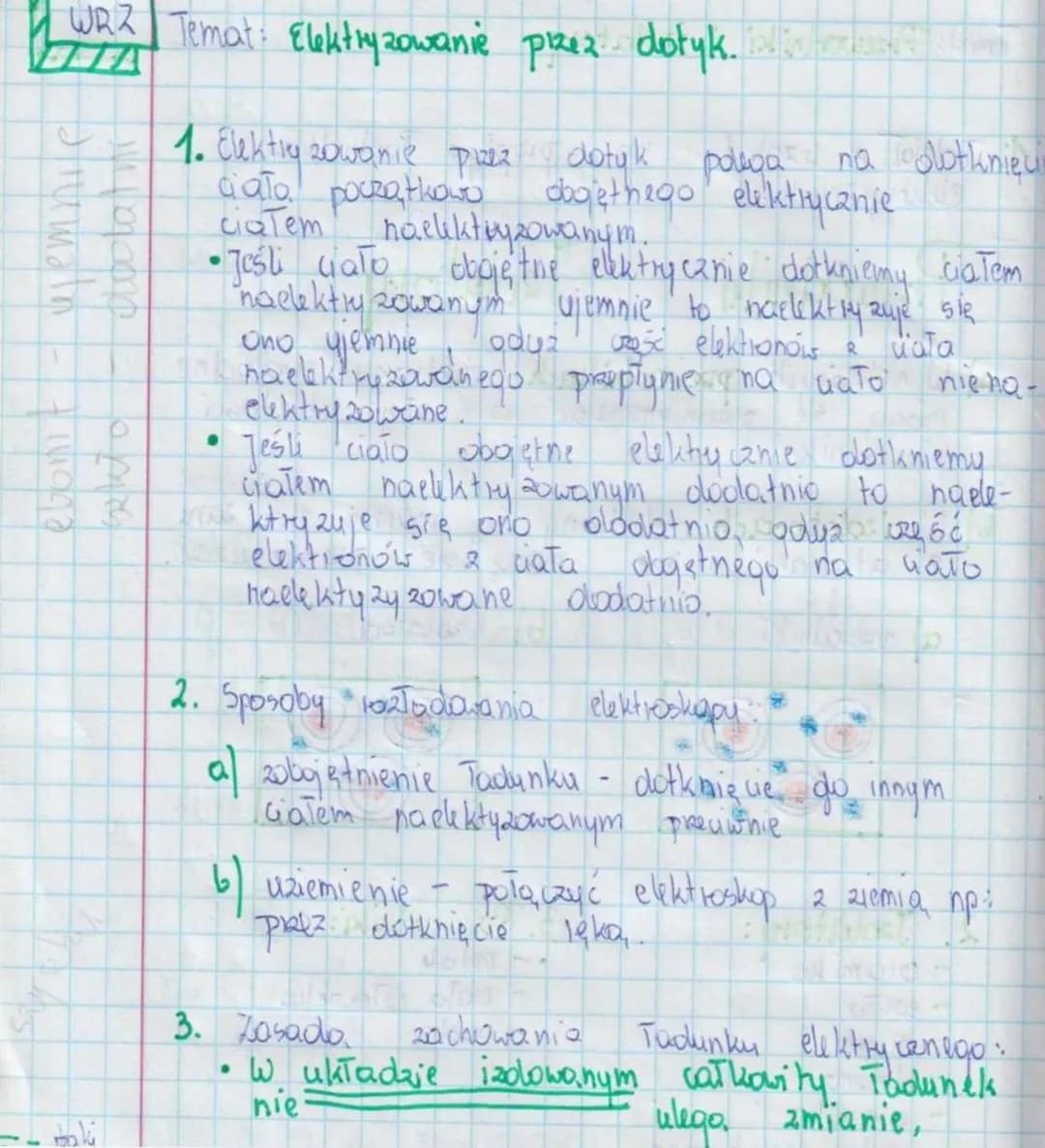 Temat: Elektryzowanie ciał.
1. (zym zajmuje się elektrostatyka,
2. Elektryzowanie przez tarcie.
3. Dwa rodzaje Tadunków elektrycznych i ich 