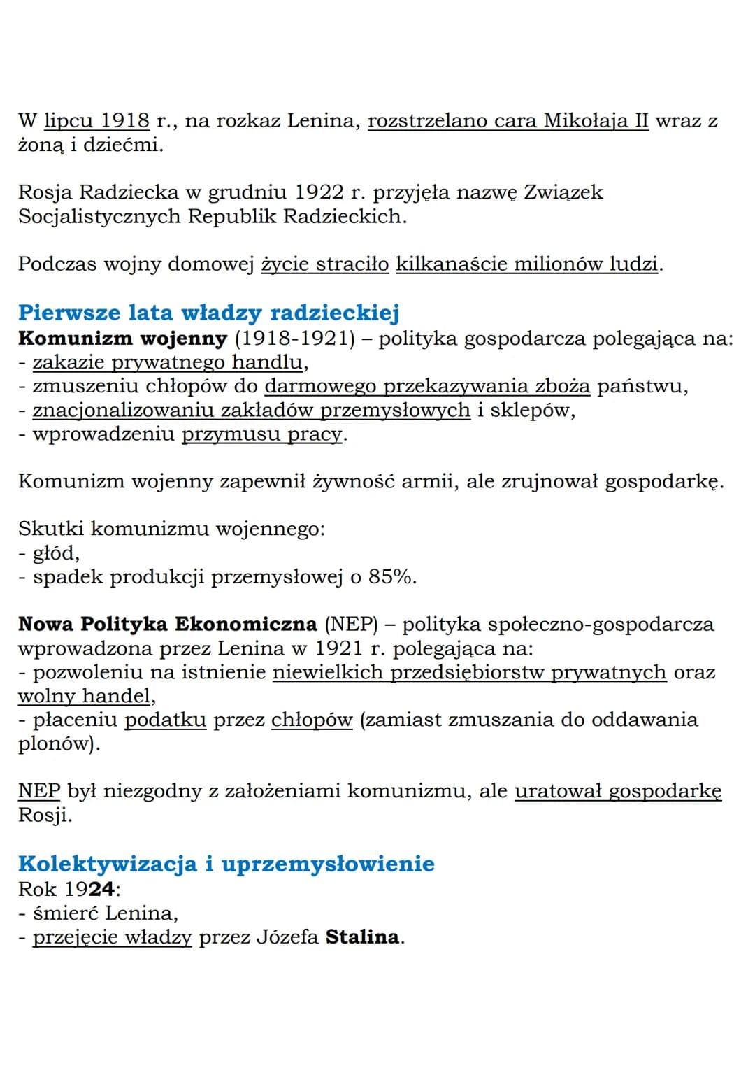--- OCR Start ---
MZ_LEARNING_KNOW
Komunizm w ZSRR
Klasa 7, Historia, GWO
Wojna domowa i czerwony terror
W latach 1917-1922 w Rosji toczyła 