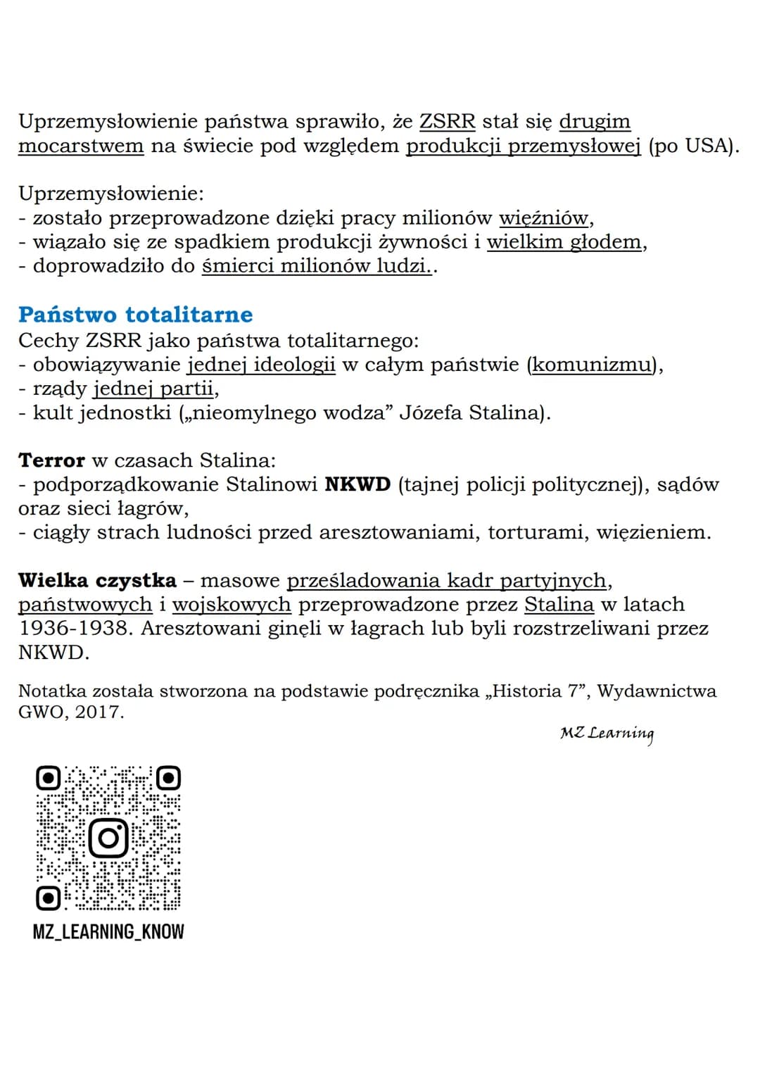 --- OCR Start ---
MZ_LEARNING_KNOW
Komunizm w ZSRR
Klasa 7, Historia, GWO
Wojna domowa i czerwony terror
W latach 1917-1922 w Rosji toczyła 