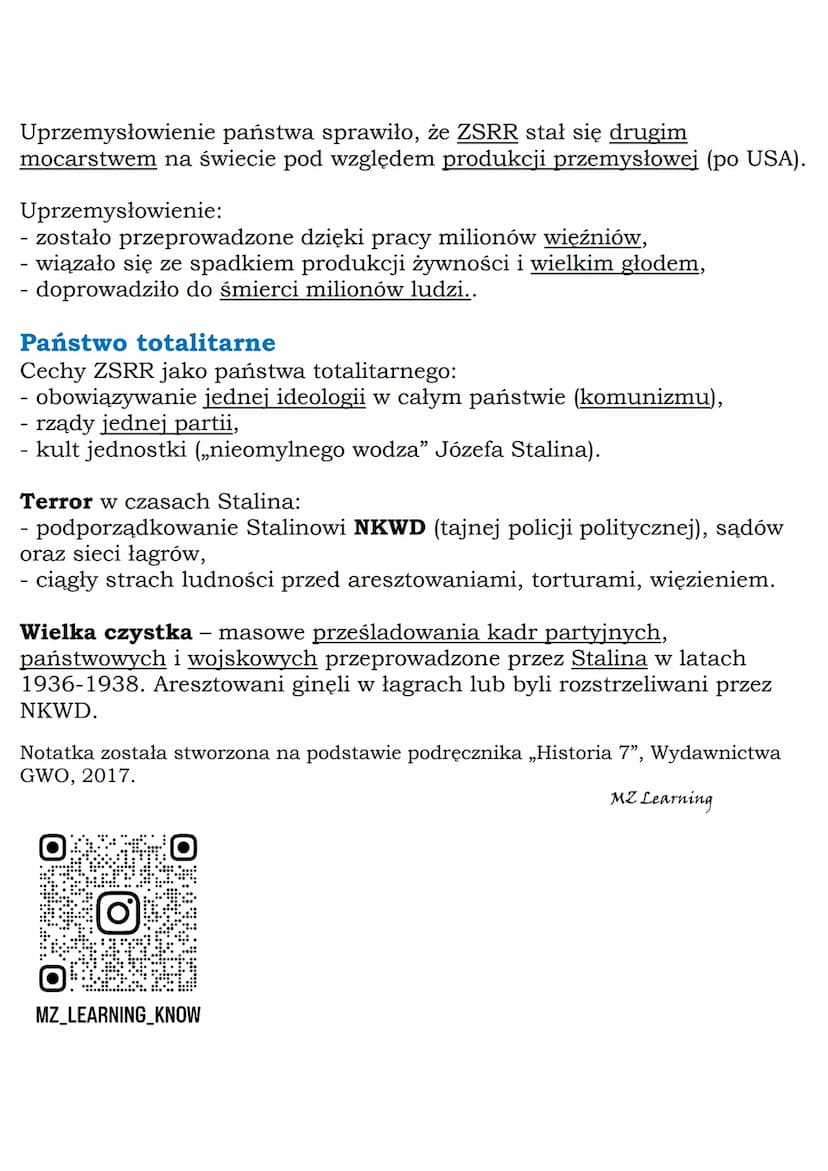 --- OCR Start ---
MZ_LEARNING_KNOW
Komunizm w ZSRR
Klasa 7, Historia, GWO
Wojna domowa i czerwony terror
W latach 1917-1922 w Rosji toczyła 