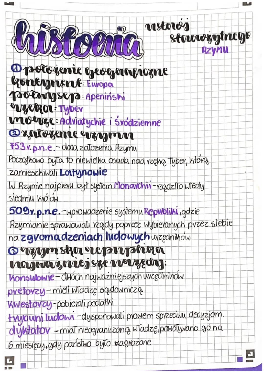 nisteros
historia stawżytnego
Rzymu
@ położenie geograficzne
kontynent: Europa
potwysep: Apeninshi
enzerror: Tyber
morze Adviatyckie i Svódz