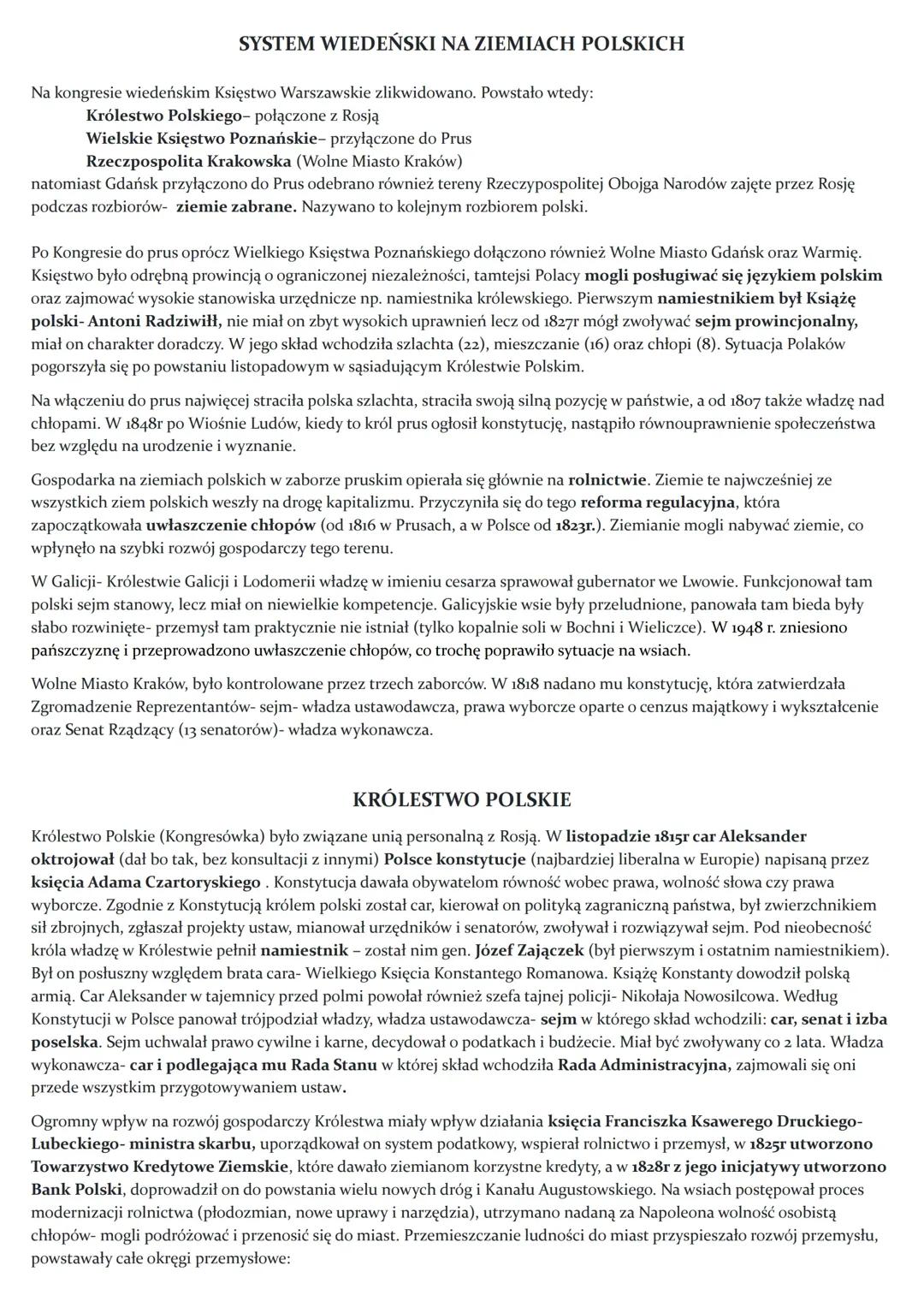 System Wiedeński na Ziemiach Polskich i Powstanie Listopadowe