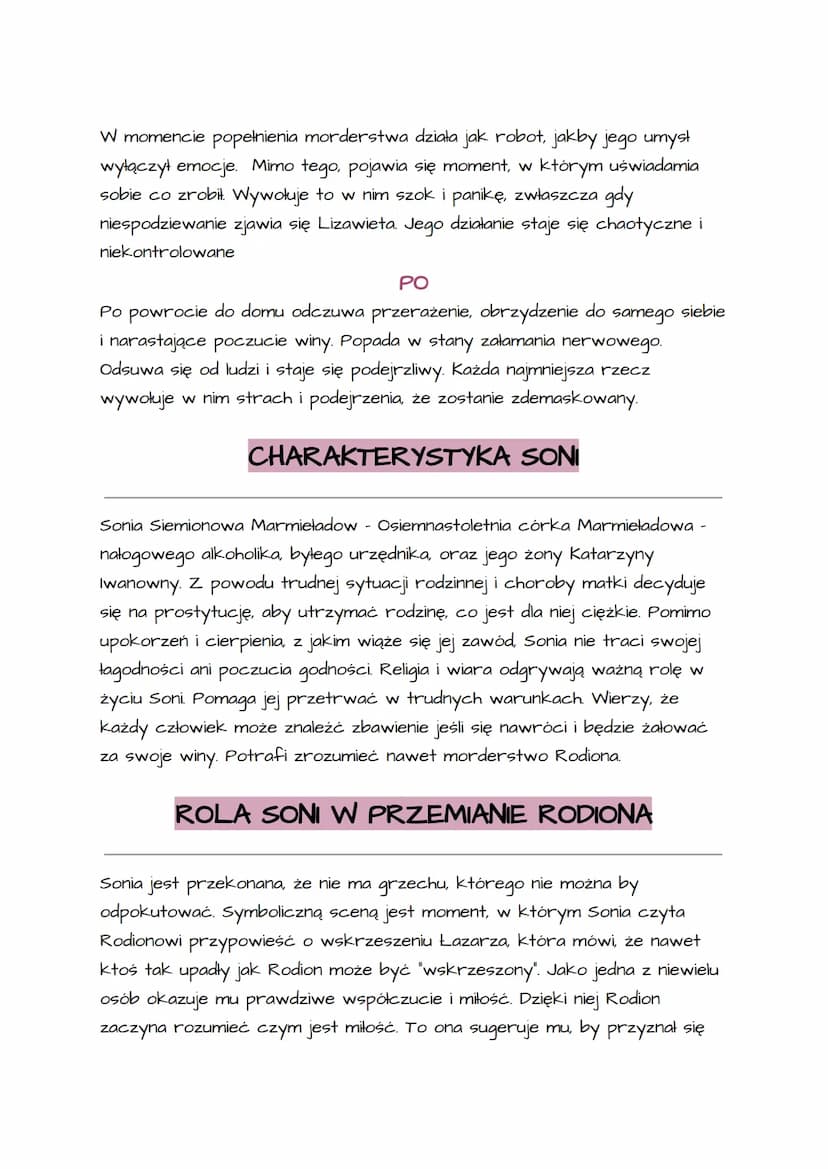 PRZYCZYNY POPEŁNIENIA ZBRODNI
Raskolnikow uważał, że należał do kategorii "nadludzi", którzy mają prawo
łamać normy prawne i moralne, aby pr