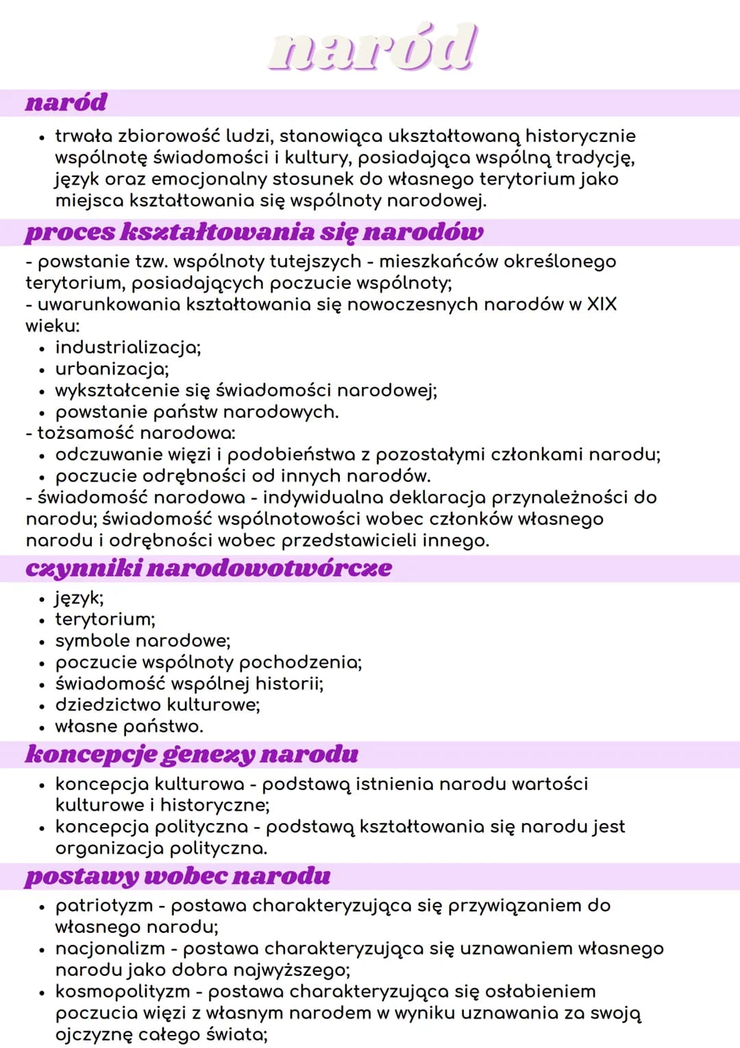 naród
naród
trwała zbiorowość ludzi, stanowiąca ukształtowaną historycznie
wspólnotę świadomości i kultury, posiadająca wspólną tradycję,
ję
