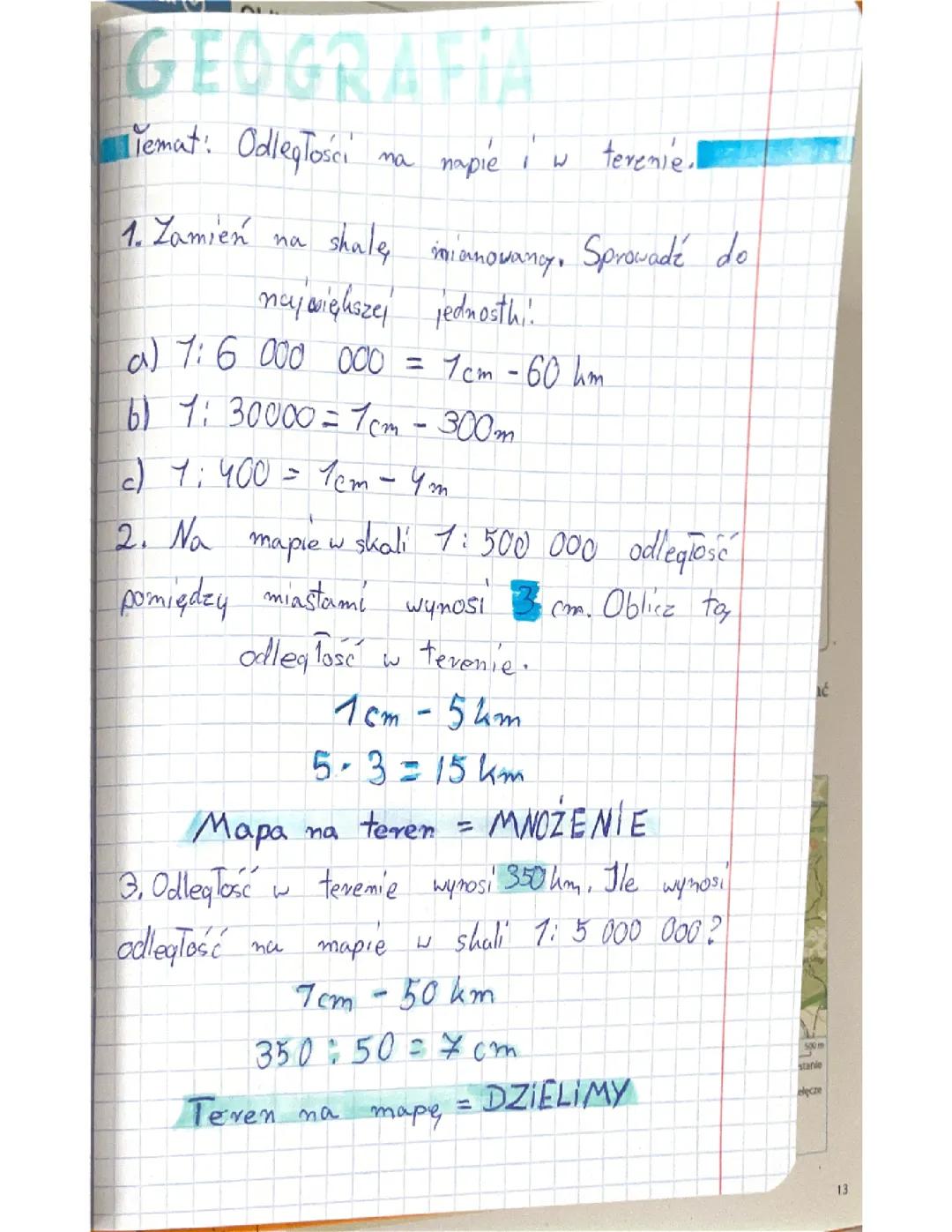 Jak obliczyć odległość na mapie i w rzeczywistości?