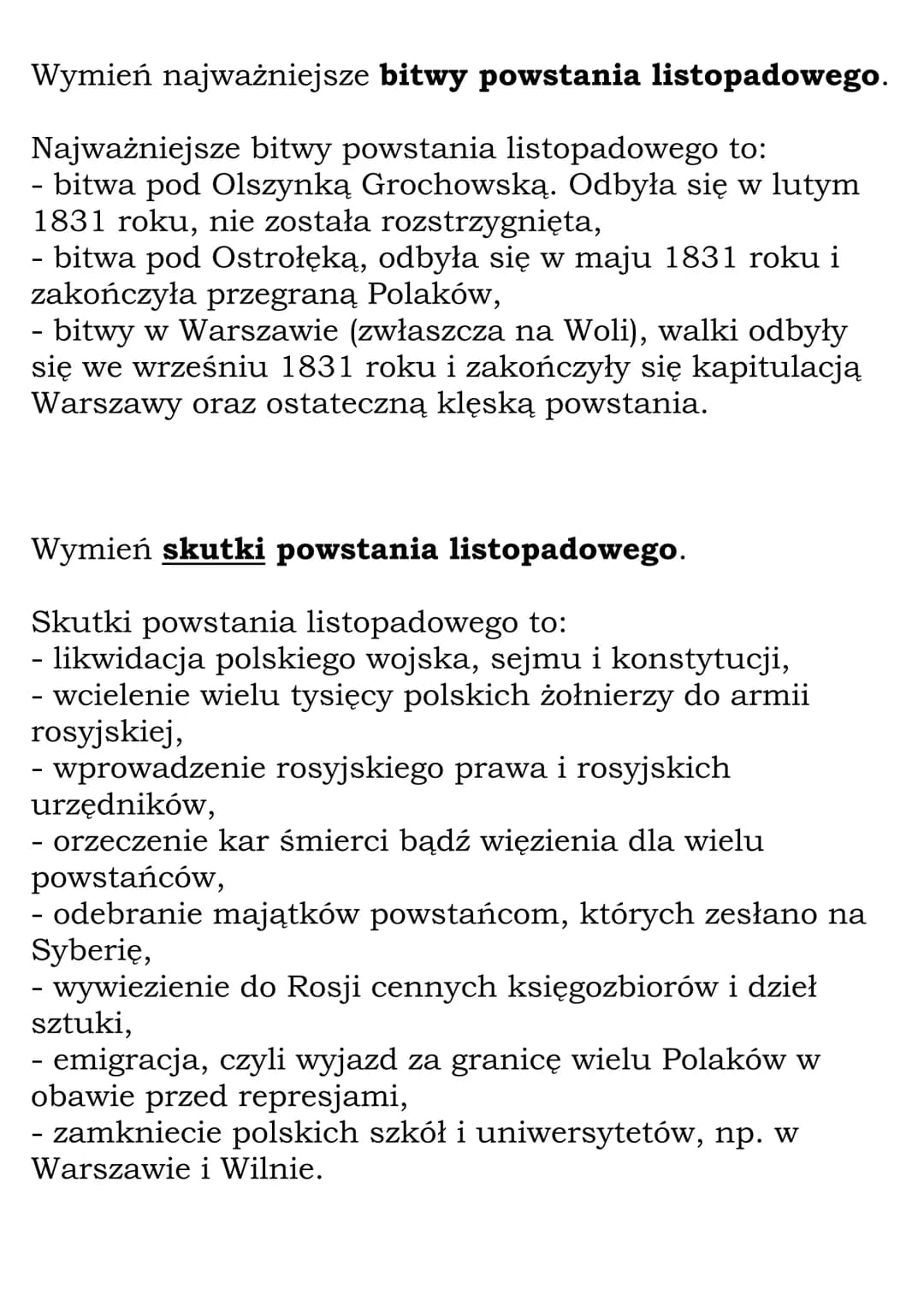 Królestwo Polskie.
Powstanie listopadowe.
(Dział: Lata niewoli)
Fiszki
Wyjaśnij znaczenie pojęcia Królestwo Polskie.
Królestwo Polskie to pa