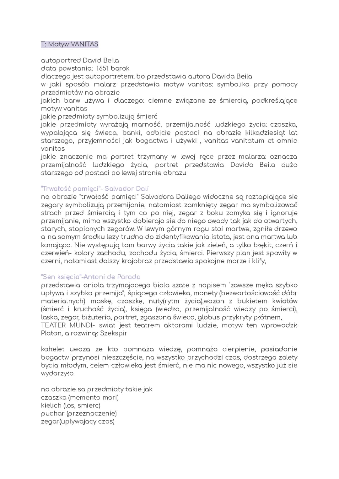 Motyw vanitas w literaturze baroku - symbole i przykłady