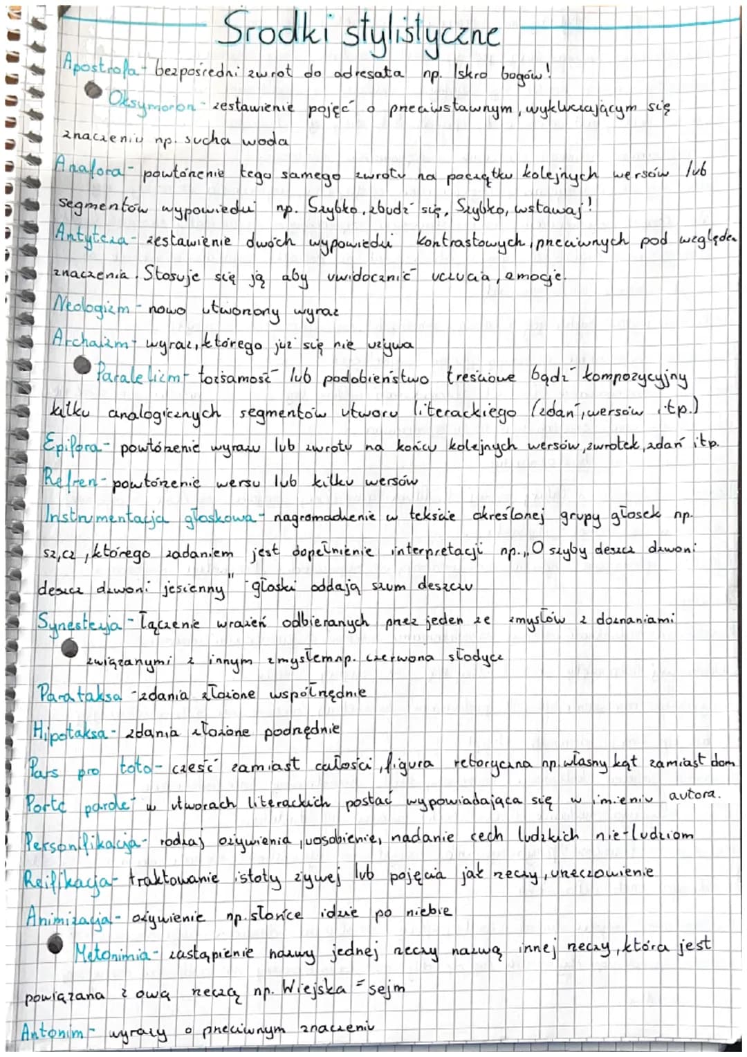 Srodki stylistyczne
Apostrofa- bezpośredni zwrot do adresata np. Iskro bogów!
Oksymoron - zestawienie pojęć
znaczeniu np.
sucha woda
Apaloca