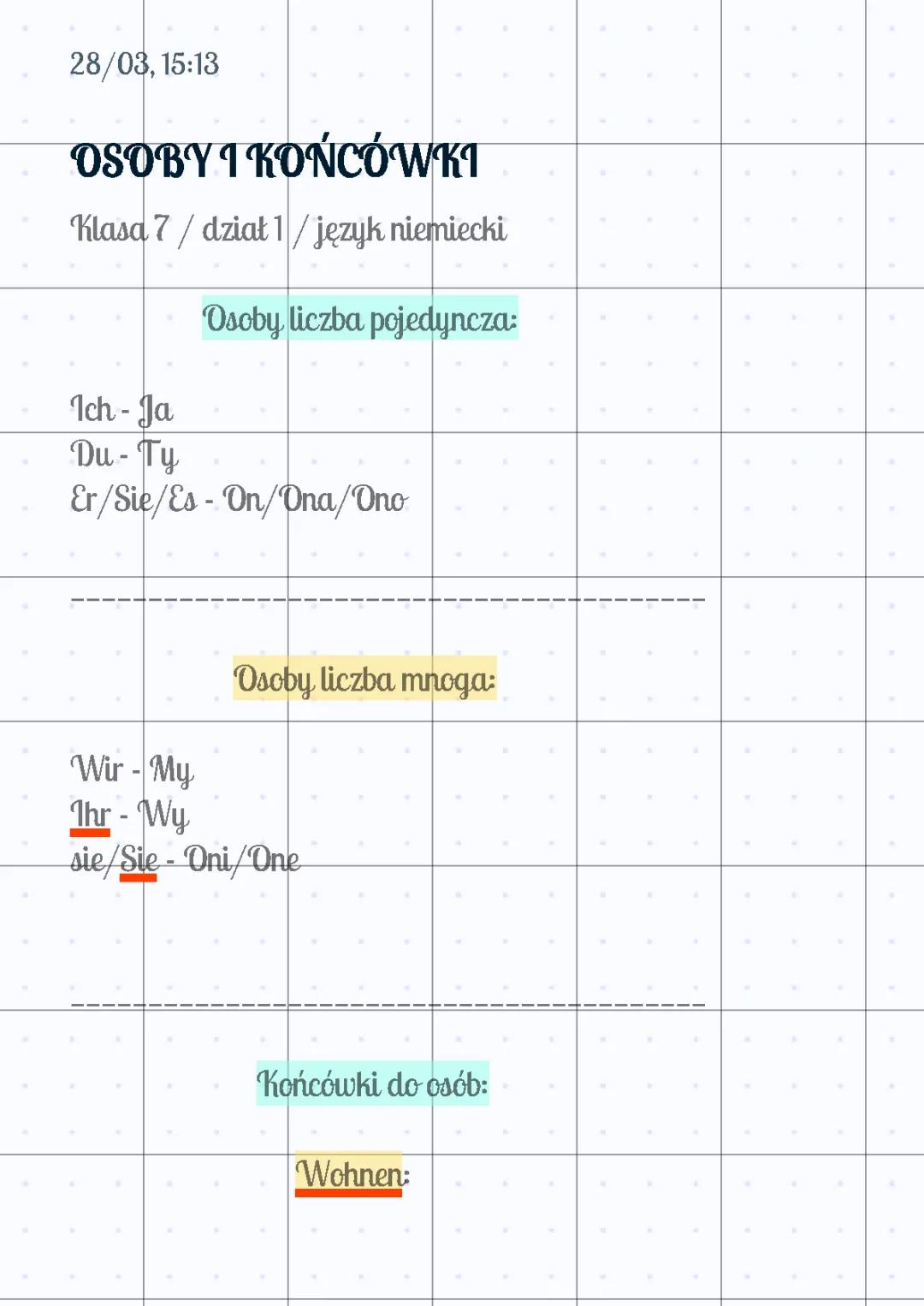 Podstawy Osób i Końcówek w Niemieckim