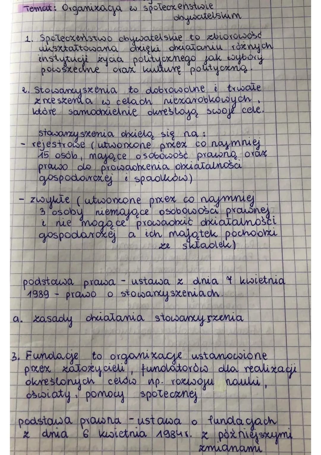 Temat: Organizaga e społeczeństwie
obywatelskim
1. Społeczeństwo obywatelskie to zbiorowośd
ukształtowana. dzięki działaniu różnych
instytuc