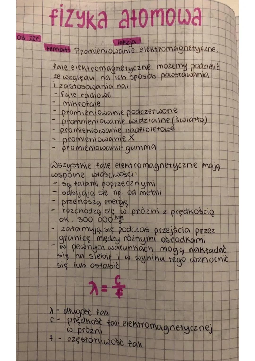 03.22r.
fizyka atomowa
temat Promieniowanie elektromagnetyczne.
fale elektromagnetyczne możemy podzielić
ze względu na ich sposób powstawani