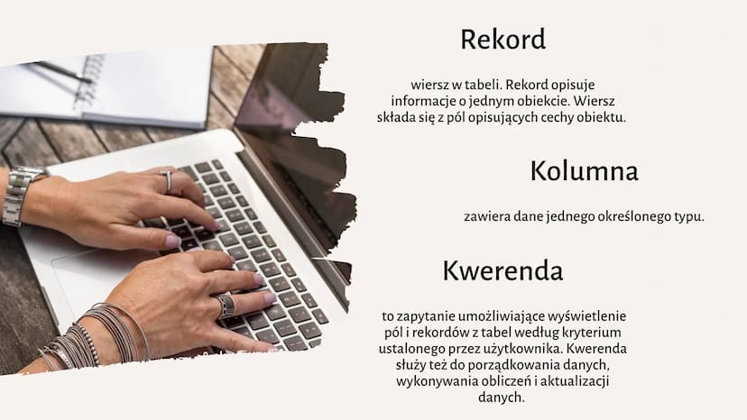 Bazy danych
Podstawowe pojęcia System zarządzania
bazami danych
to program komputerowy, który służy do
przechowywania i modyfikowania
danych