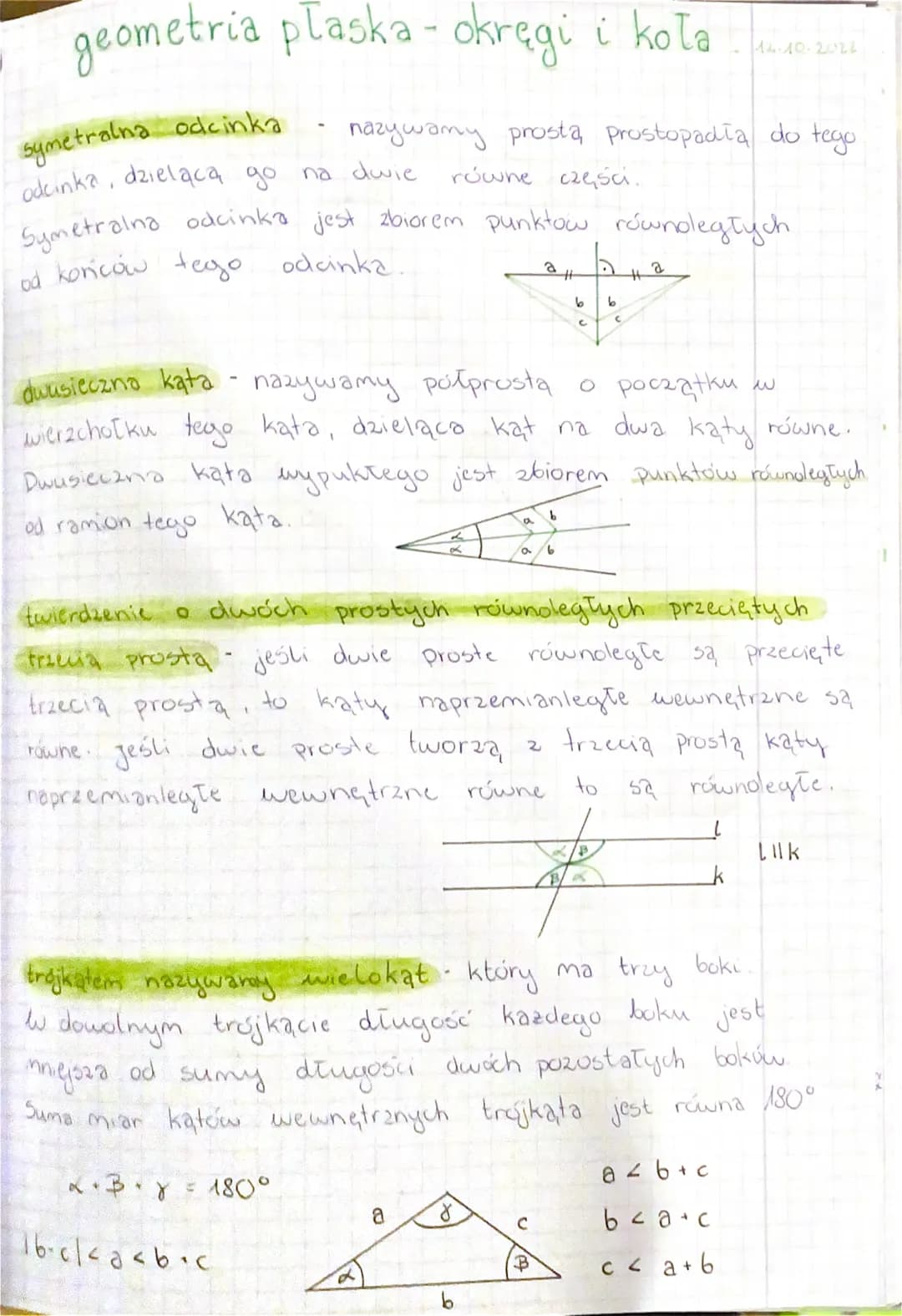 geometria plaska - okręgi i koła
symetralna odcinka
odcinka, dzieląca go na dwie
nazywamy prosta prostopadła do tego
Symetralna odcinka jest