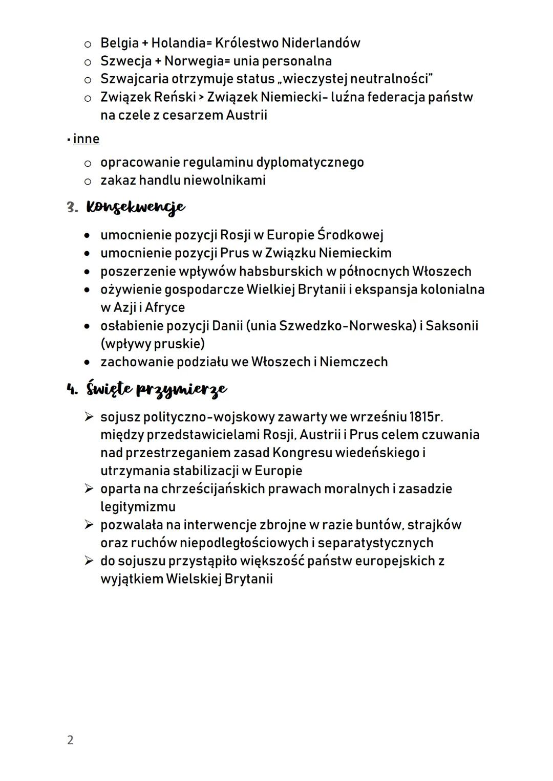 Kongres wiedeński
1. Geneza
• Przedstawicie zwycięskich z kampanią Napoleona państw
(Rosja, Austria, Wielka Brytania oraz Prusy) zwołują kon