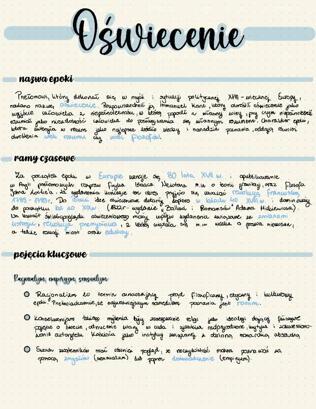 Oświecenie - Początek i Geneza
