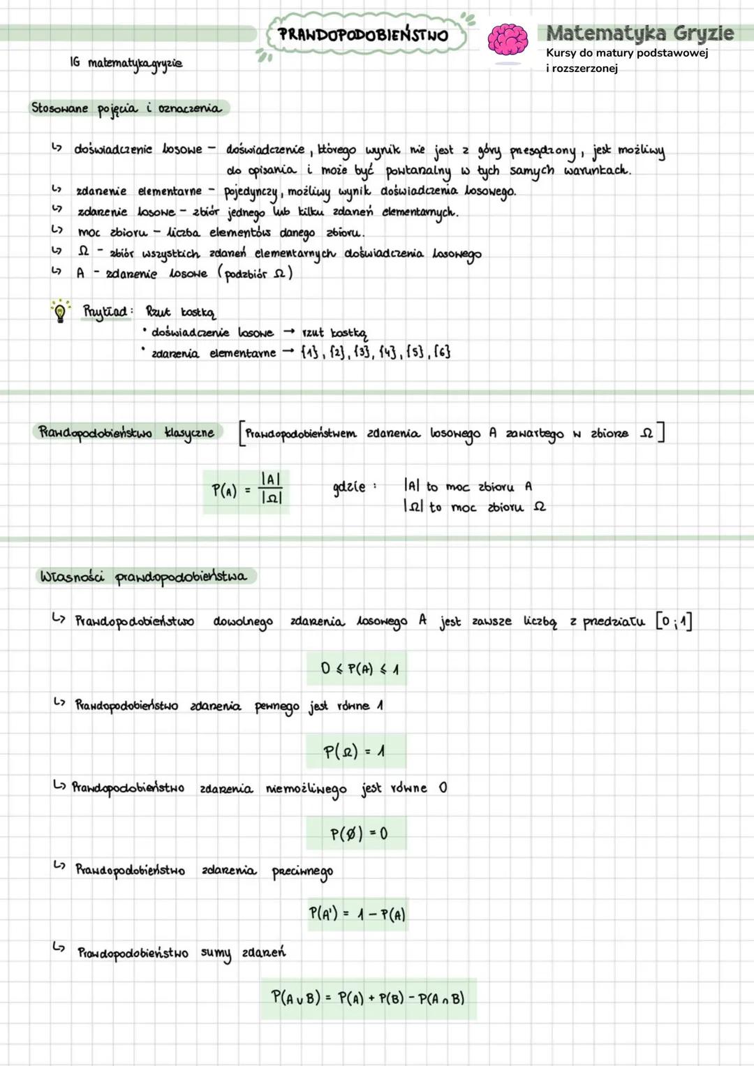 IG matematyka gryzie

PRANDOPODOBIEŃSTWO

Matematyka Gryzie
Kursy do matury podstawowej
i rozszerzonej

Stosowane pojęcia i oznaczenia

>doś