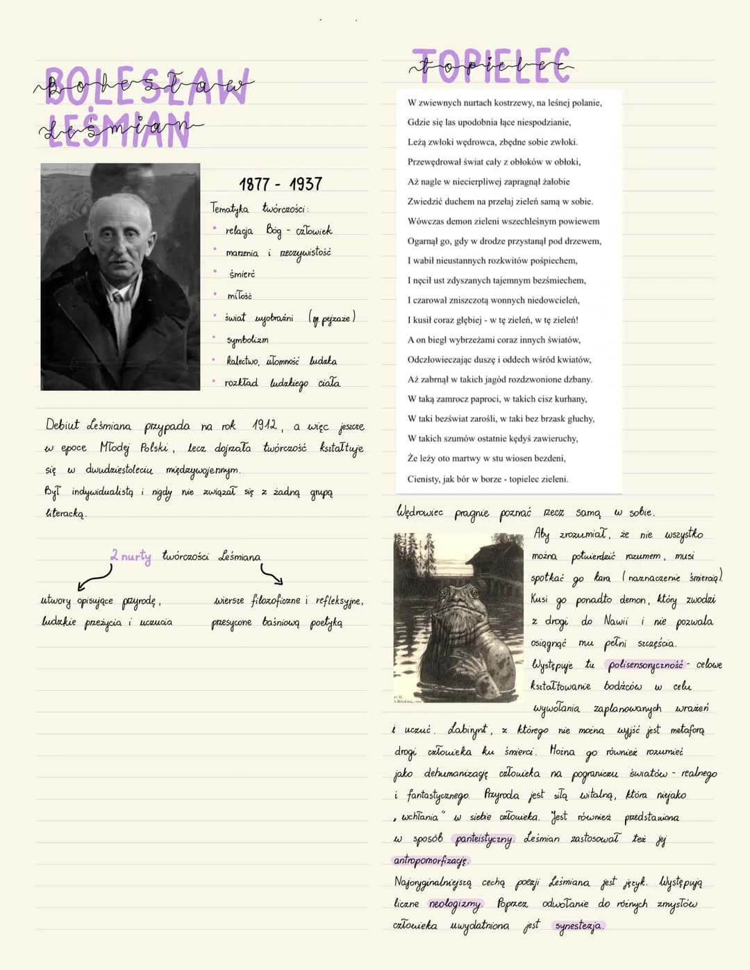 BOLESŁAW
LESMIAN
1877-1937
Tematyka twórczości:
•
utwory opisujące przyrodę,
ludzkie
i uczucia
przeżycia
relacja Bog - człowiek
marzenia i r