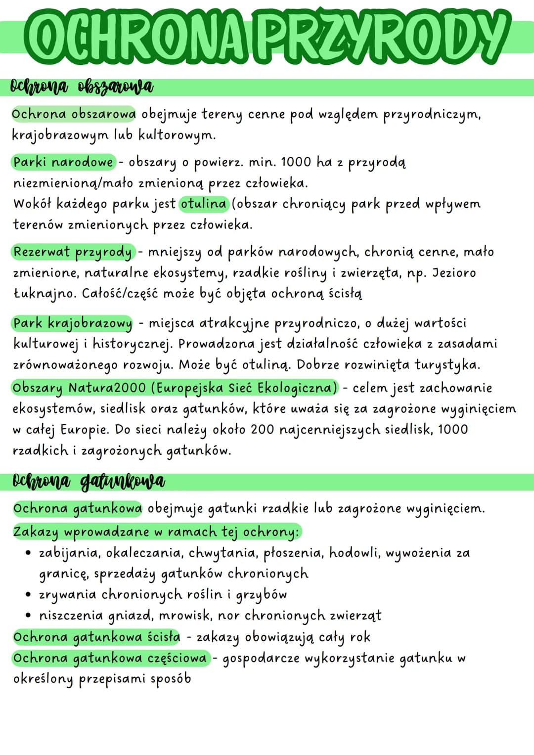 OCHRONA PRZYRODY
Ochrona obszarowa
Ochrona obszarowa obejmuje tereny cenne pod względem przyrodniczym,
krajobrazowym lub kultorowym.
Parki n