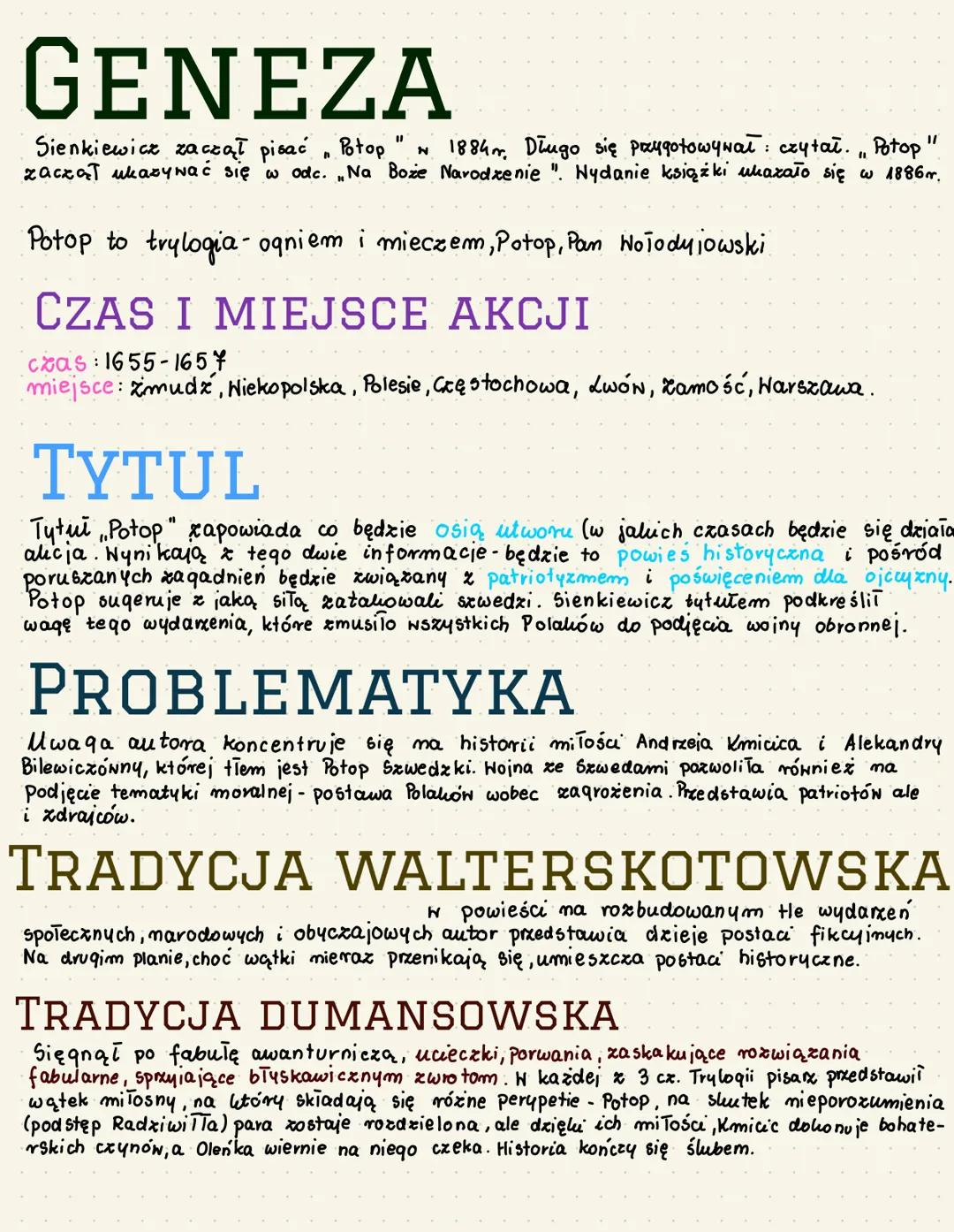 Szczegółowa notatka Potop