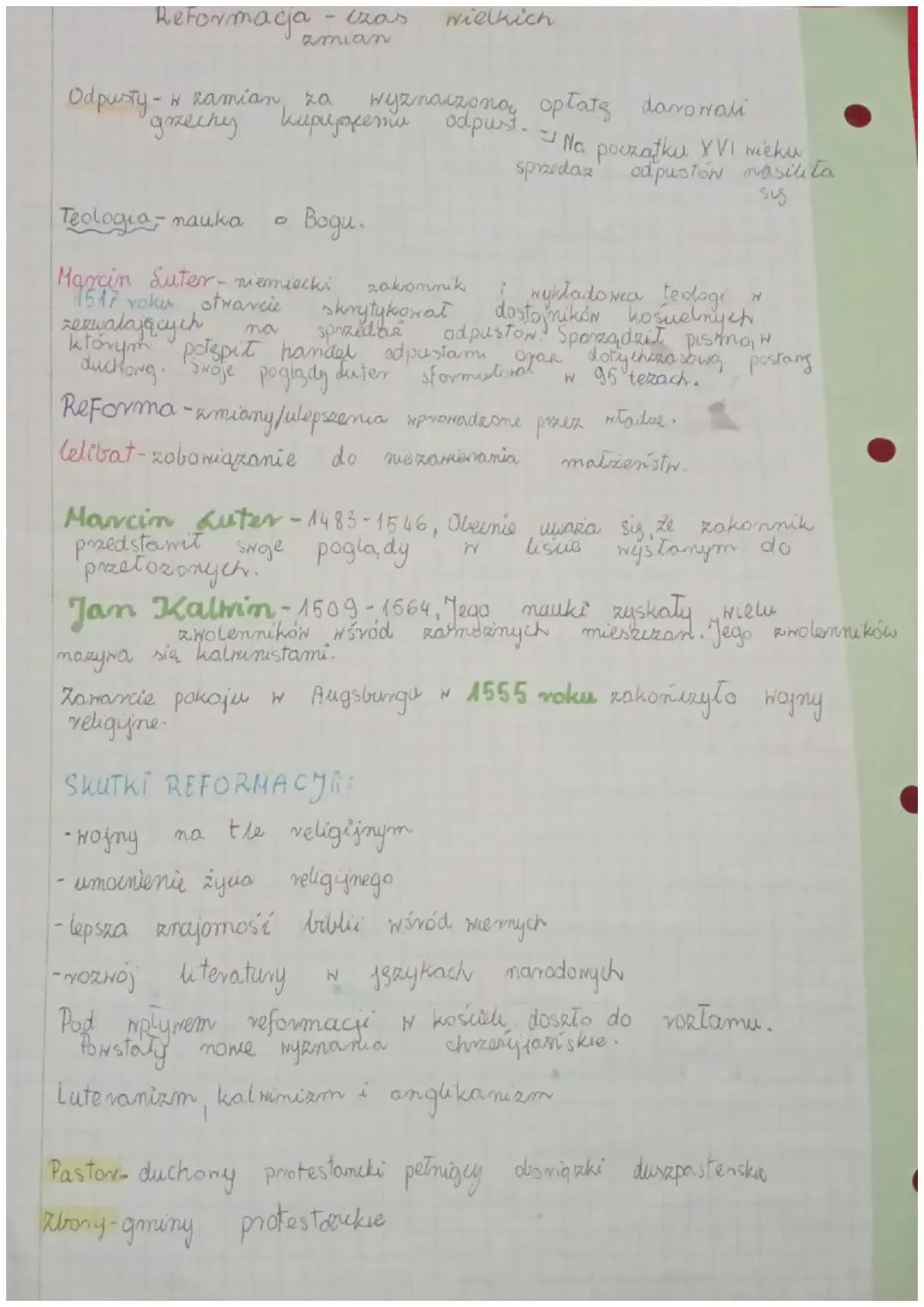 Reformacja i Kontrreformacja - Kluczowe Informacje