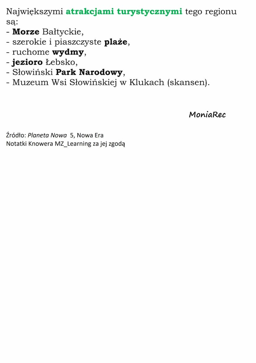 Krajobraz nadmorski
Wybrzeża Słowińskiego
Pas pobrzeży znajduje się w północnej części Polski,
wzdłuż Morza Bałtyckiego. W jego środkowej cz