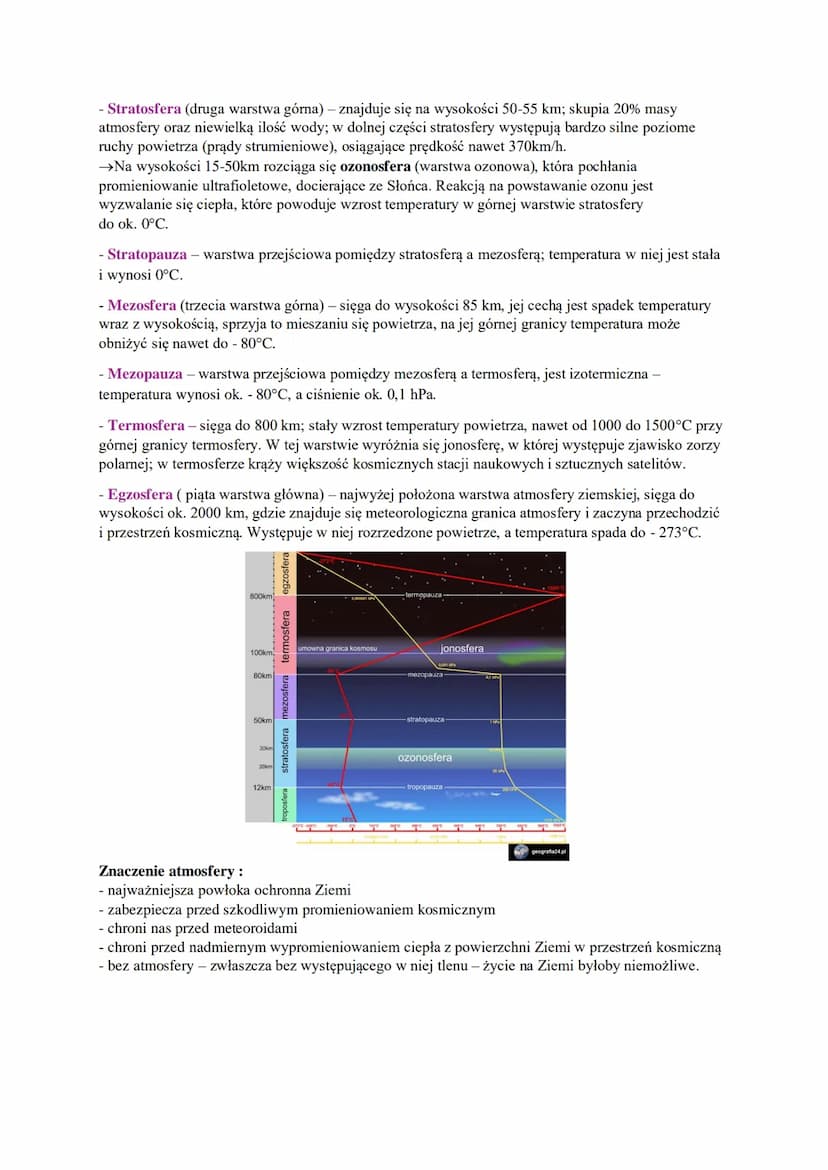 1. SKŁAD I BUDOWA ATMOSFERY
Atmosfera to powłoka ziemska, która składa się z mieszaniny gazów, nazywamy ją powietrzem
atmosferycznym. Atmosf