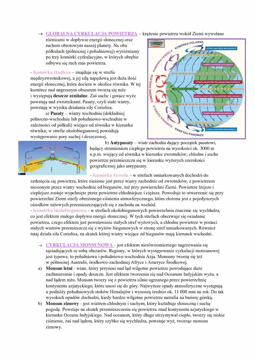 1. SKŁAD I BUDOWA ATMOSFERY
Atmosfera to powłoka ziemska, która składa się z mieszaniny gazów, nazywamy ją powietrzem
atmosferycznym. Atmosf
