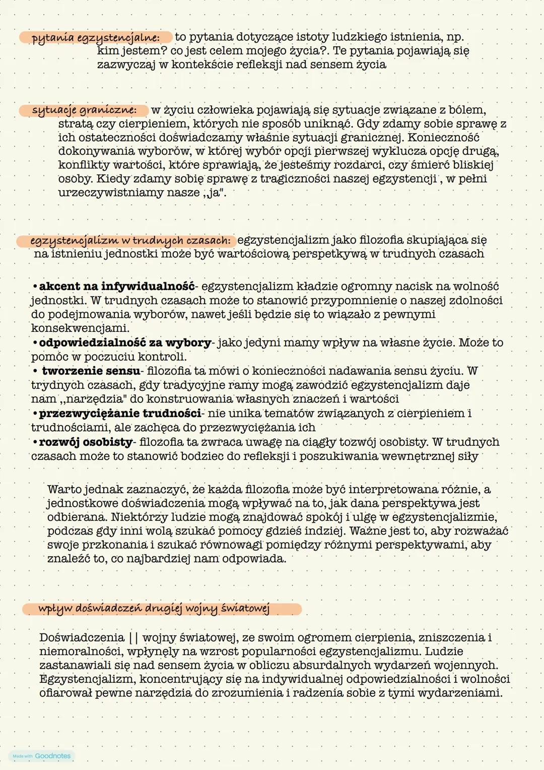 EGZYSTENCJALIZM
to europejski nurt filozoficzny ukształtowany w 20 wieku. Szerzył on indywidualną
wolność, odpowiedzialność oraz konieczność