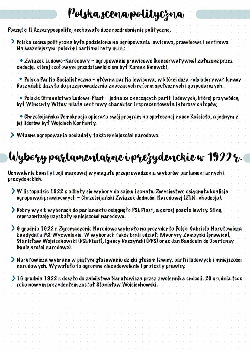 Riady parlamentarne
(1919-1926)
Konstytucja marcowa
Postanowienia konstytucji marcowej weszły w życie w 1922 r.
> W 1919 r. Sejm Ustawodawcz
