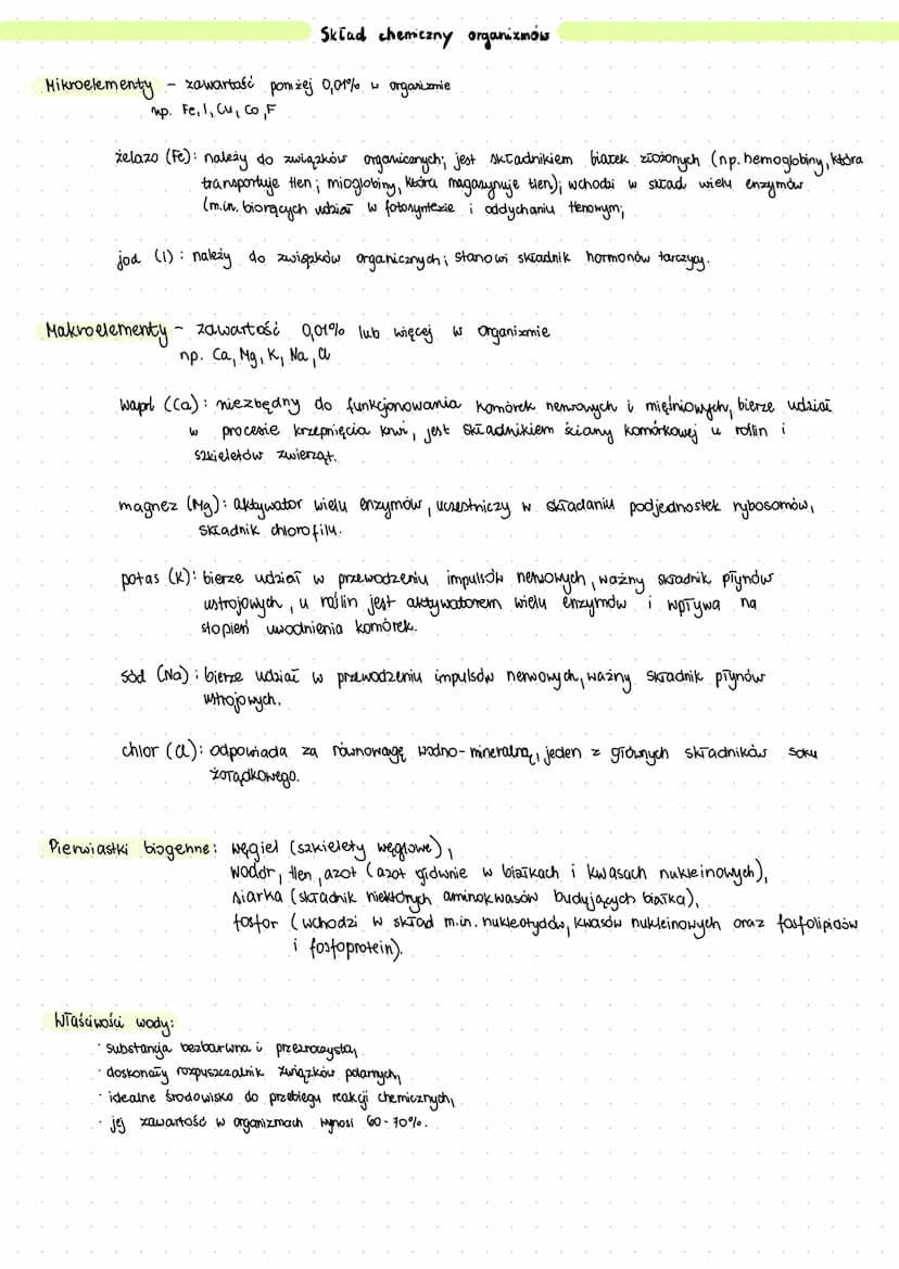 zawartość
mp. Fe, 1, Cu, Co, F
Mikroelementy
-
Skład chemiczny organizmów
poniżej 0,01% w organizmie
żelazo (Fe): należy do związków organic
