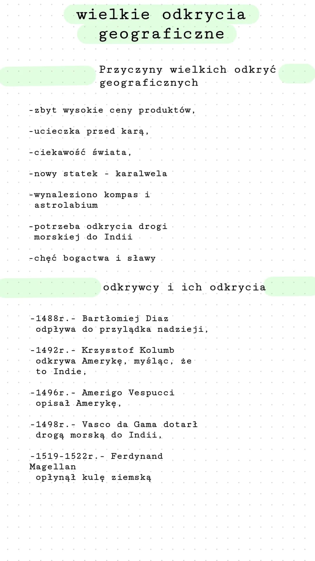 wielkie odkrycia
geograficzne
Przyczyny wielkich odkryć
geograficznych
- zbyt wysokie ceny produktów,
-ucieczka przed karą,
-nowy statek
- c