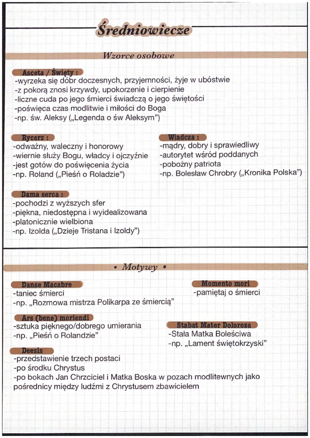 Średniowiecze
Ramy czasowe: od X do XV wieku
od upadku cesarstwa zachodniorzymskiego
do zdobycia Konstantynopola
Nazwa: nazwa pochodzi od ła