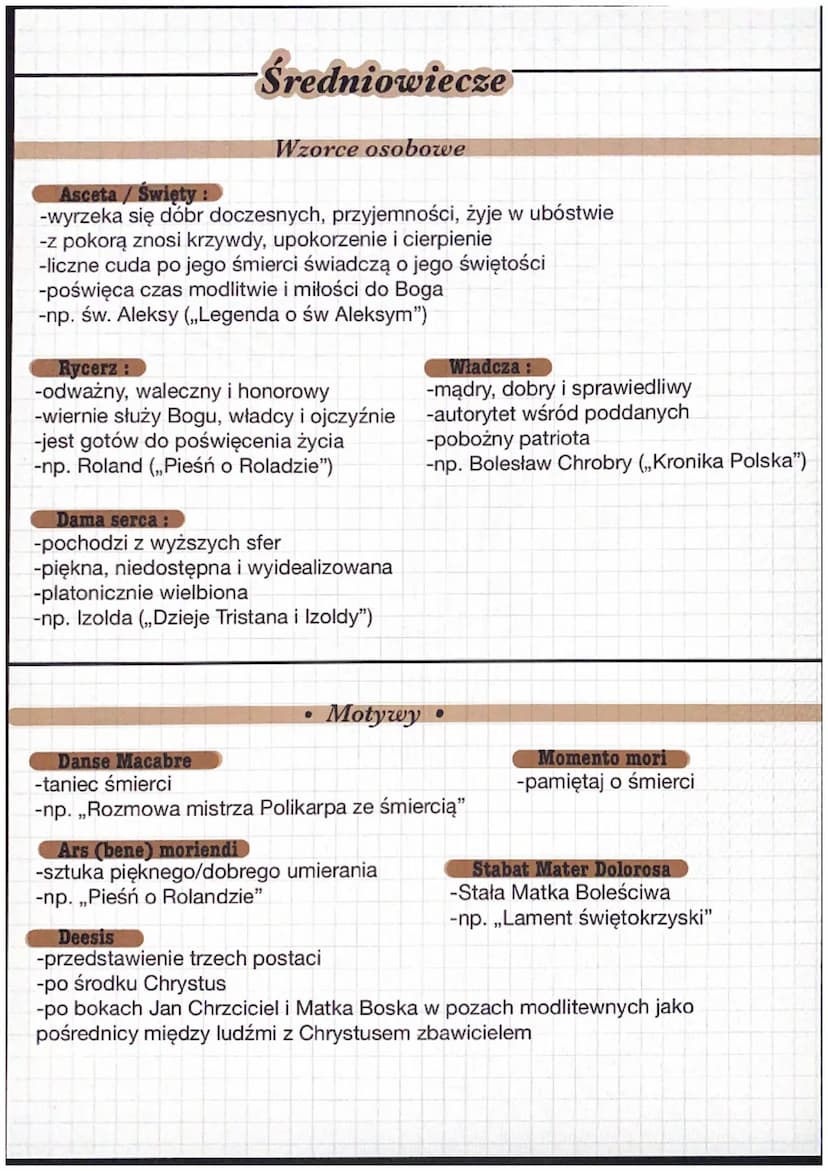 Średniowiecze
Ramy czasowe: od X do XV wieku
od upadku cesarstwa zachodniorzymskiego
do zdobycia Konstantynopola
Nazwa: nazwa pochodzi od ła