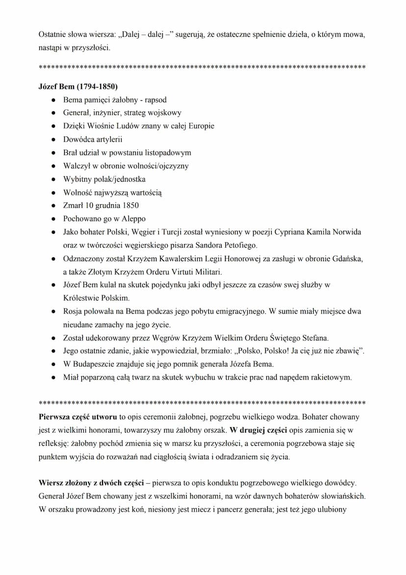 
<h2 id="bemapamiciaobnyrapsodinterpretacja">Bema pamięci żałobny rapsod - interpretacja</h2>
<h3 id="geneza">Geneza</h3>
<p>Utwór "Bema pam