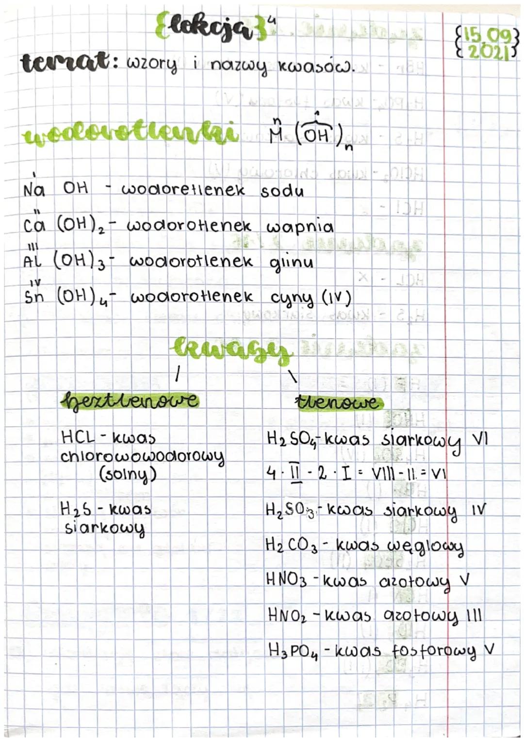 Zbiór wzorów i nazw kwasów chemicznych