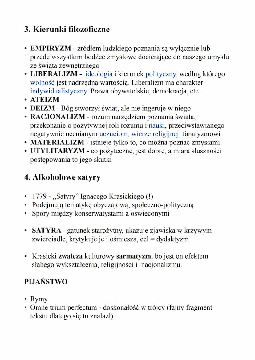 Oświecenie +
Zagadnienia
1. Kontekst kulturowo-
historyczny
2. Nurty w sztuce i idee
3. Kierunki filozoficzne
4. Alkoholowe satyry
5. Poniat