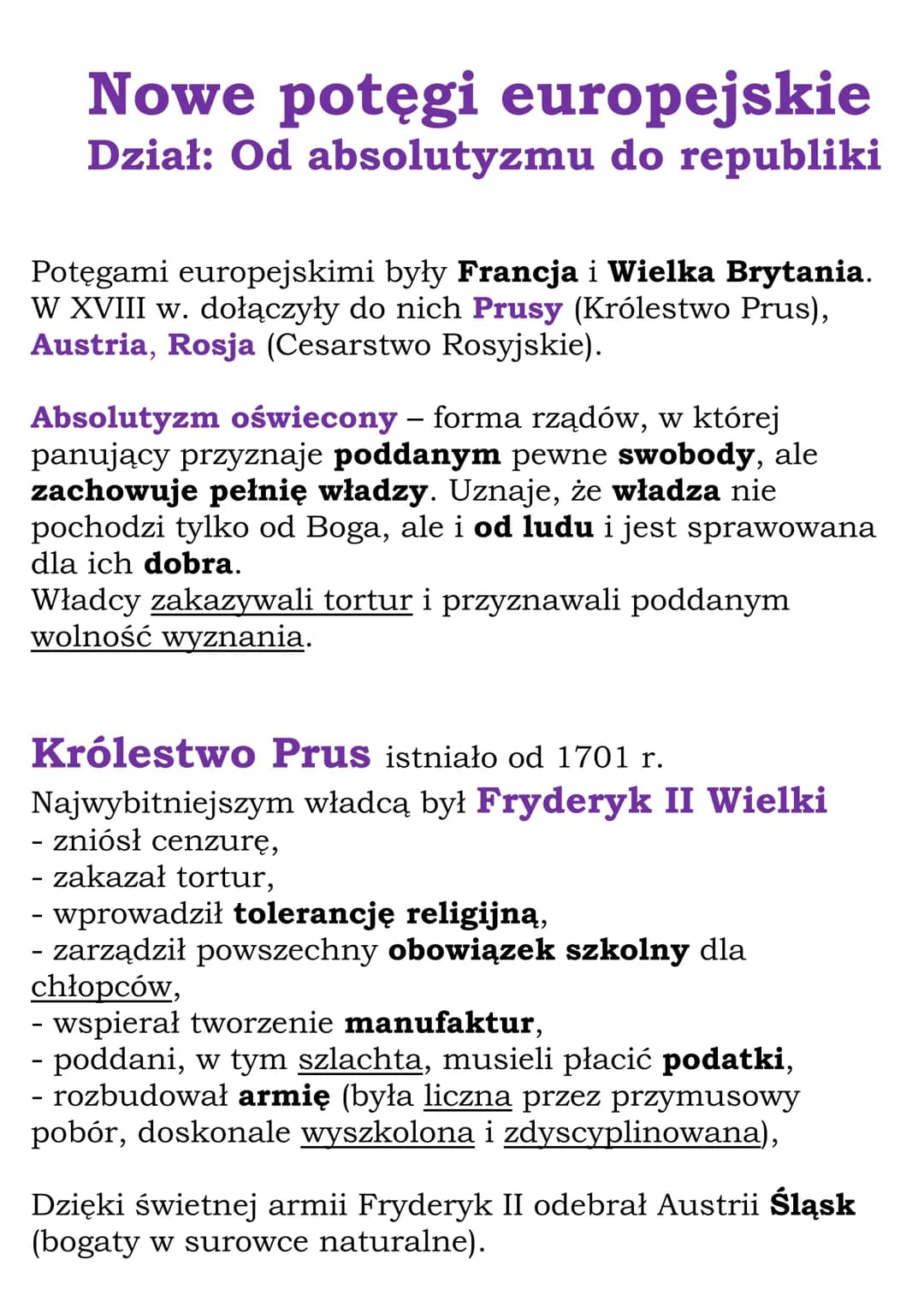 Nowe potęgi europejskie
Dział: Od absolutyzmu do republiki
Potęgami europejskimi były Francja i Wielka Brytania.
W XVIII w. dołączyły do nic