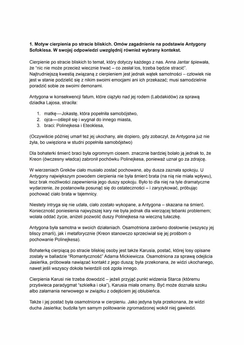 AUTOR
RODZAJ LITERACKI
GATUNEK LITERACKI
CZAS I MIEJSCE AKCJI
MOTYW
BOHATEROWIE
Antygona
Ismena
Kreon
Strażnik
Hajmon
Tyrezjasz
Posłaniec
Eu