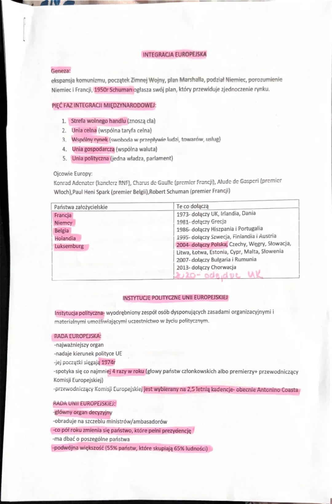 # INTEGRACJA EUROPEJSKA

Geneza:
ekspansja komunizmu, początek Zimnej Wojny, plan Marshalla, podział Niemiec, porozumienie Niemiec i Francji