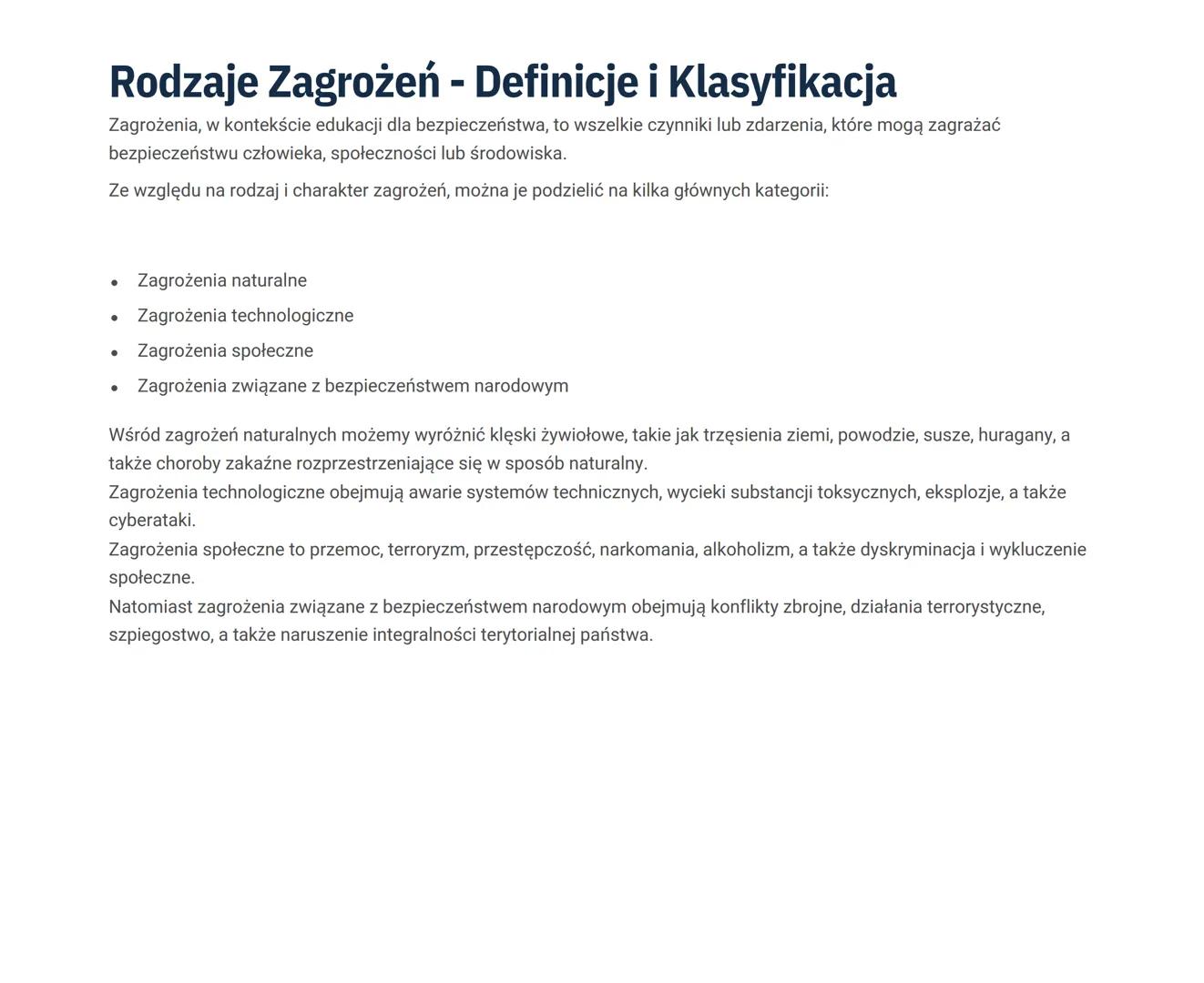 Edukacja dla Bezpieczeństwa:
Zagrożenia i Walka z Nimi
Niniejsza notatka poświęcona jest zagadnieniom związanym z edukacją dla bezpieczeństw